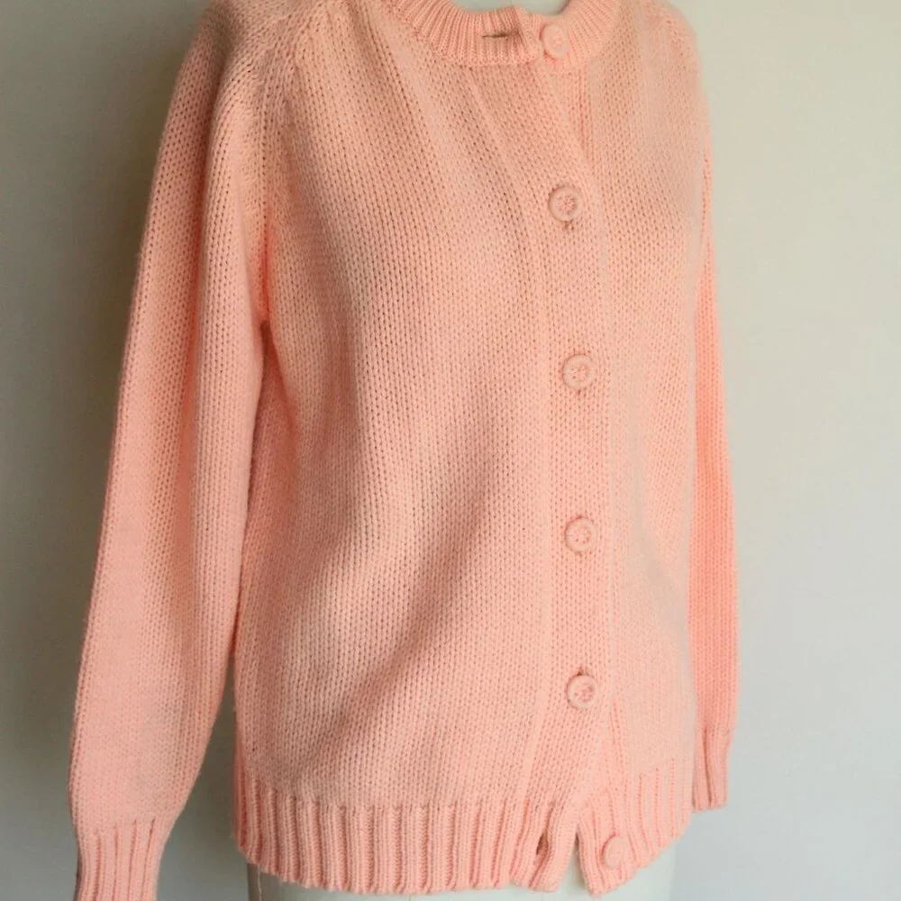Vintage 1960s Sweater, Full Fashioned Orange Knit Cardigan - Picture 5 of 10